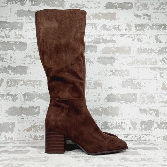 NEW Nordstrom RACK Virginia Block Heel Tall Boot In Brown Chocolate B393 - Picture 4 of 12